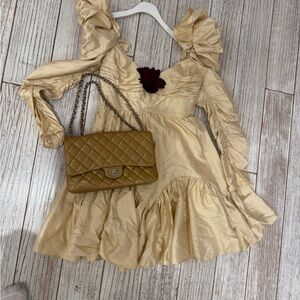 Elegant Tan Quilted Authentic Chanel Shoulder Bag